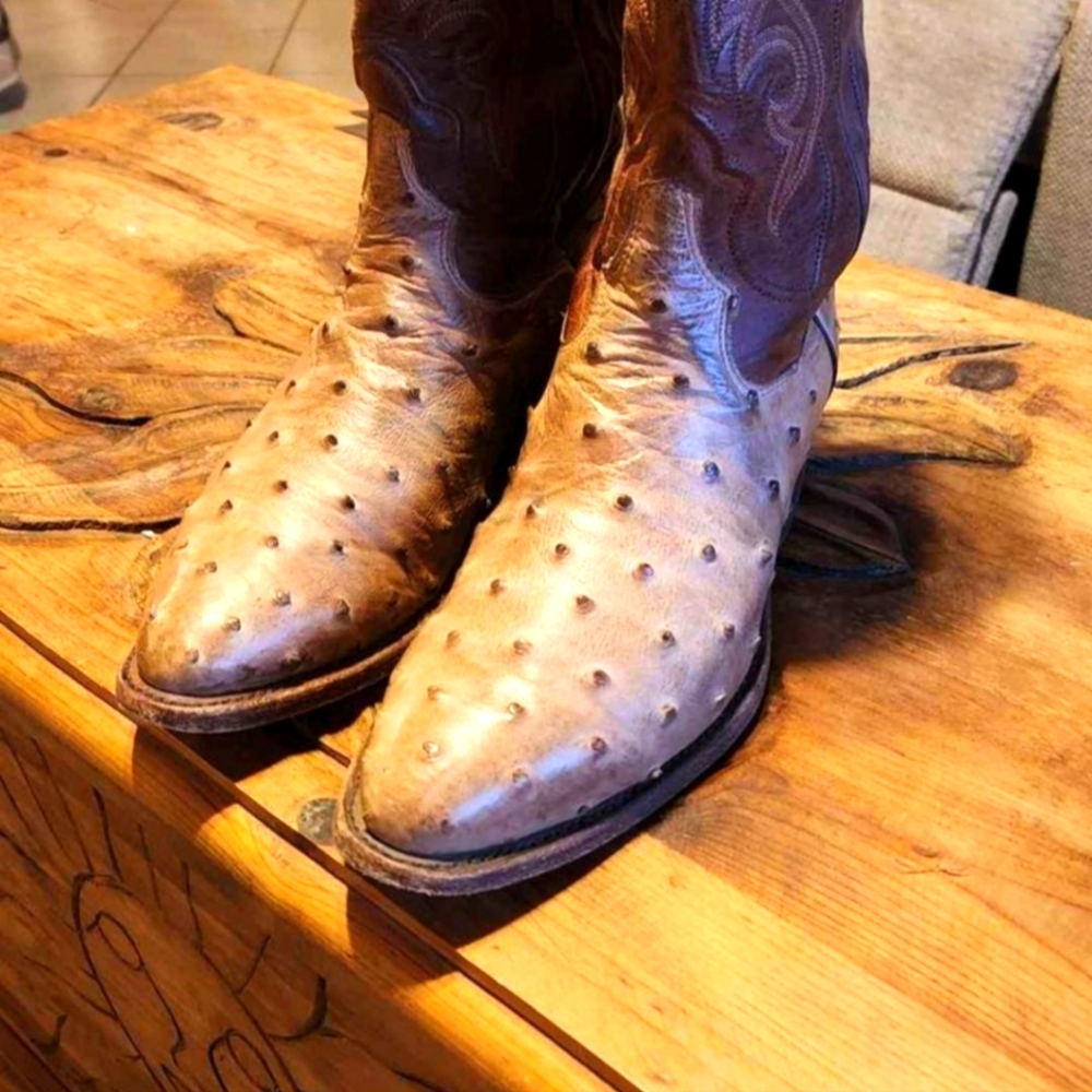 Men's size 8B. Full quill ostrich western boots.